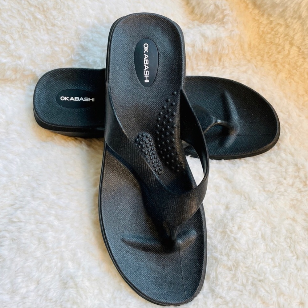 🩵2/$20 MIX&MATCH⚫️Okabashi Blck Flip-Flop Cushioned Sndls Slip Resistnt Waterprf